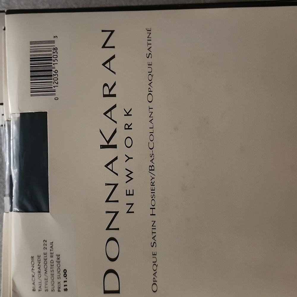 Donna Karan opaque satin hosiery in size tall,  black. NOT control top